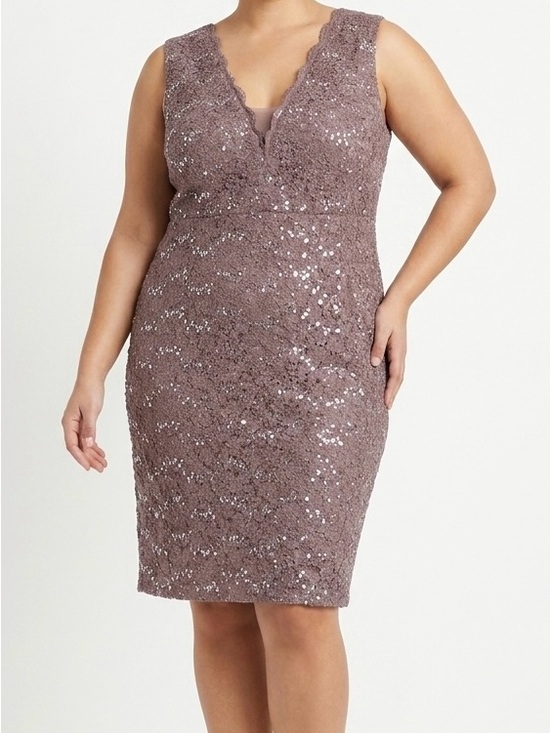 Nw Nightway Dresses & Skirts - Nightway Sequined Lace Cocktail Dress 22W Mauve Shimmer Romantic Glam Party
